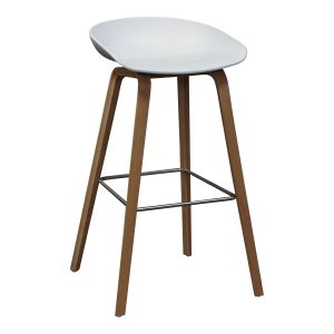 Hay Used Plastic and Natural Wood Stool, White