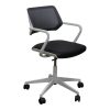 Steelcase QiVi Used Gray Mesh Conference Chair, Black PU Leather Seat