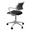 Steelcase QiVi Used Gray Mesh Conference Chair, Black PU Leather Seat