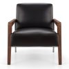 Fraser by goSIT Executive Leather Guest Chair w Wood, Black