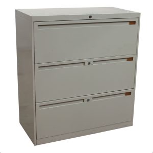 Allsteel 36 In 3 Drawer Used Lateral File, Light Putty