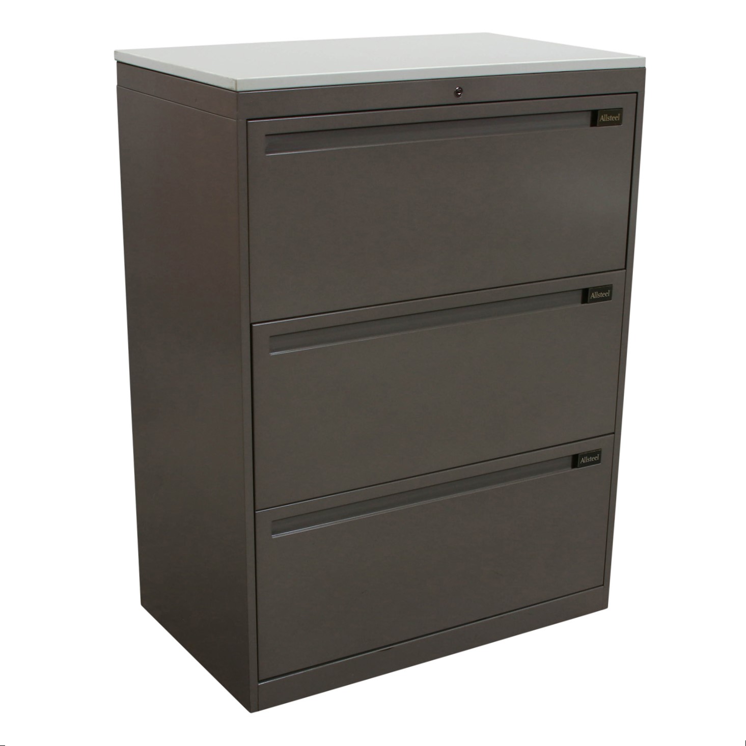 Allsteel 30 In 3 Drawer Used Lateral File w White Laminate Top, Gray