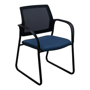 HON Ignition Series Used Mesh Back Sled Base Side Chair, Black and Blue