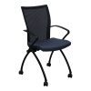 Haworth X640 Used Mobile Black Mesh Back Nesting Chair, Gray Blue Speckled Seat