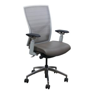 SitOnIt Trosa Used Striped Mesh Back Task Chair w Aluminum Base, Taupe