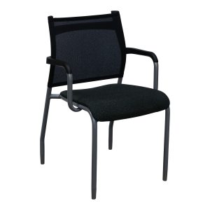 SitOnIt Wit Used Black Mesh Back Stack Chair, Dark Gray Seat