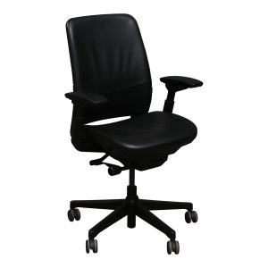 Steelcase Amia Used Leather Task Chair, Black