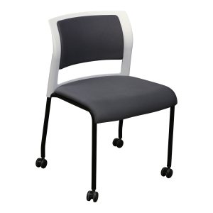 Steelcase Move Used Black Stack Chair, Gray and White