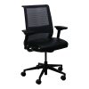 Steelcase Think Used Dark Gray Mesh Back Task Chair, Black Leather Seat