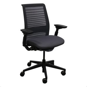 Steelcase Think V2 Used Graphite Mesh Back Task Chair, Gray Pattern Seat