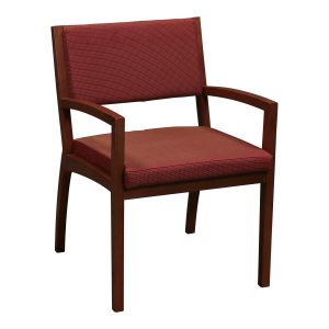 Gunlocke Used Cherry Wood Side Chair, Orange Red