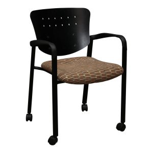 Haworth Improv Used Mobile Black Pattern Wood Back Stack Chair, Multicolor