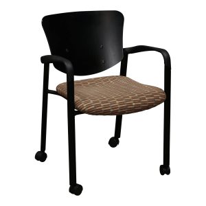 Haworth Improv Used Mobile Black Wood Back Stack Chair, Multicolor