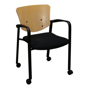 Haworth Improv Used Mobile Maple Wood Back Stack Chair, Black Seat