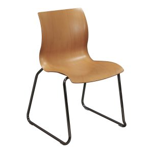 Teknion Nami Used Wood Stack Chair, Natural w Chrome Frame