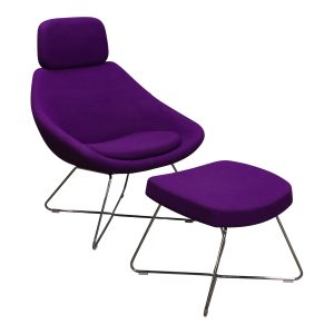 Allermuir Open Used Guest Chair w Headrest and Ottoman, Purple