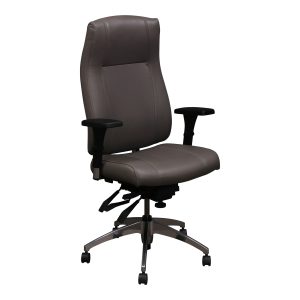 Global Used High Back Ergonomic Task Chair, Gray PU Leather