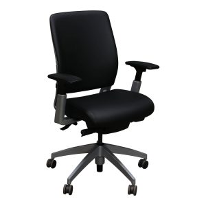SitOnIt Amplify Used PU Leather Task Chair w Platinum Frame, Satin Black