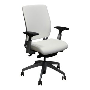 SitOnIt Amplify Used PU Leather Task Chair w Platinum Frame, Snow White