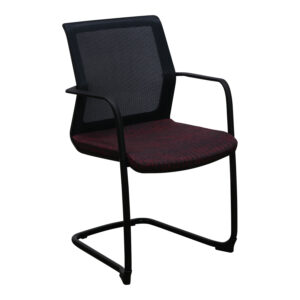 Teknion Projek Used Black Mesh Guest Chair, Red