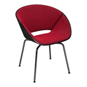 Bucket Shaped Used Guest Chair, Black and Red