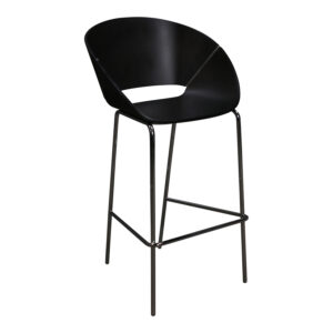 Bucket Shaped Used Wood Veneer Stool, Black