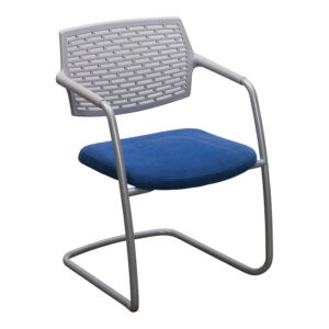 ERG Used Sled Base Stack Chair, Blue and Light Gray