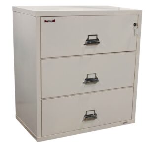 FireKing Used 3 Drawer 38 Inch Lateral File, Light Putty