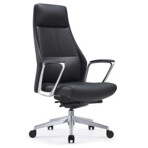 Naomi by goSIT Executive Leather Conference Chair w Aluminum Base, Black