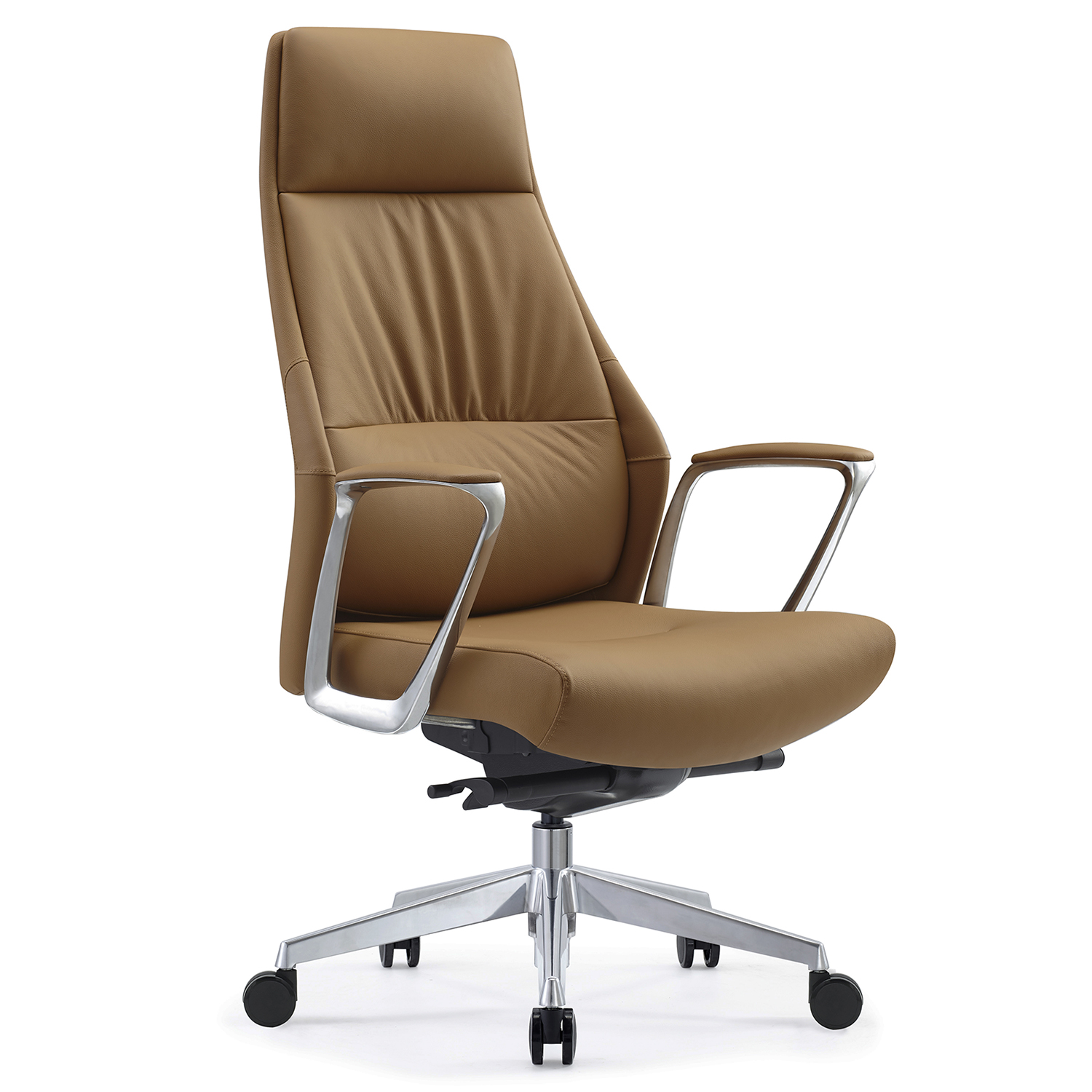 Naomi by goSIT Executive Leather Conference Chair w Aluminum Base, Camel