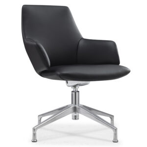 Naomi by goSIT PU Leather Swivel Guest Chair w Aluminum Base, Black