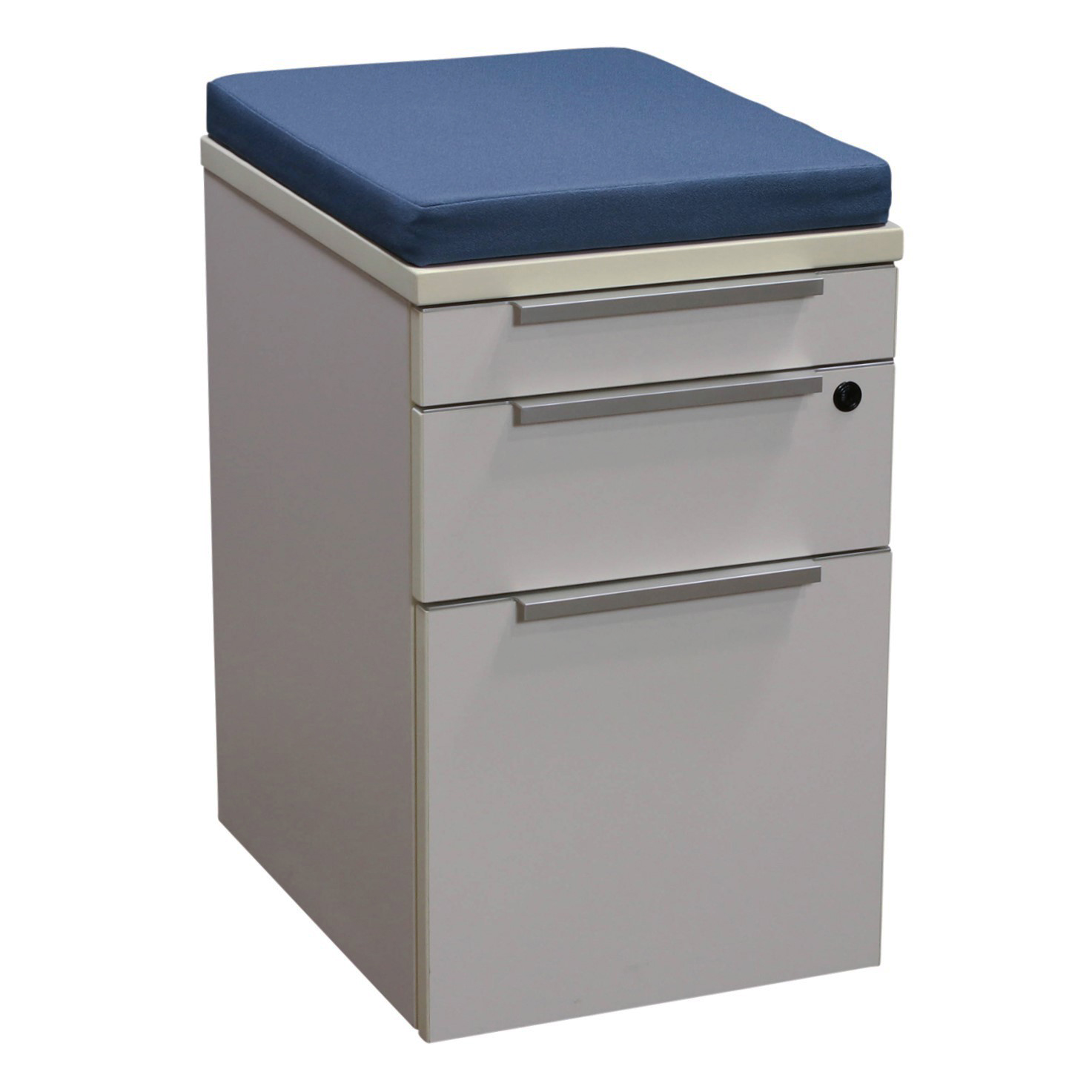 Used Box Box File Mobile Pedestal, Off-white and Blue