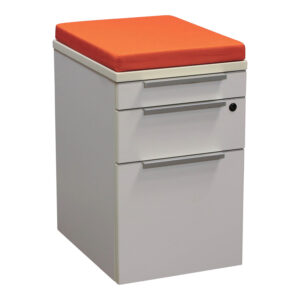 Used Box Box File Mobile Pedestal, Off-white and Orange