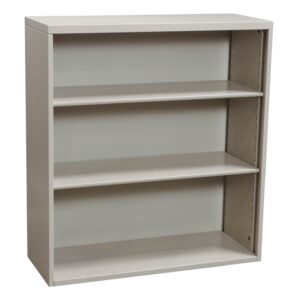 40 Inch 3 Shelf Used Metal Bookcase, Light Putty