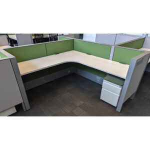 6x6 Haworth Compose Used Cubicle, Gray and Green