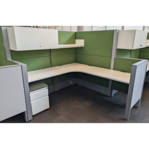 6x6 Haworth Compose Used Cubicle, Gray and Green