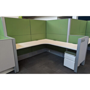 6x6 Haworth Compose Used Split Style Cubicle, Gray and Green