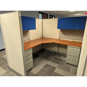 6x6 Haworth UniGroup Used Cubicles, Beige and Blue