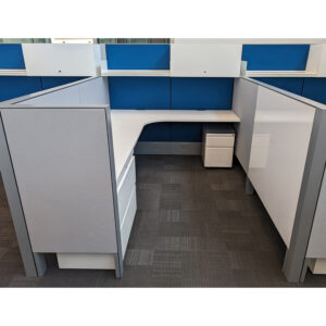 6x8 Haworth Compose Used Cubicle, Blue and Gray