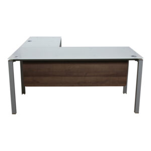 Manhattan 30x66 L-Shaped Glass Top Table Desk, Truffle