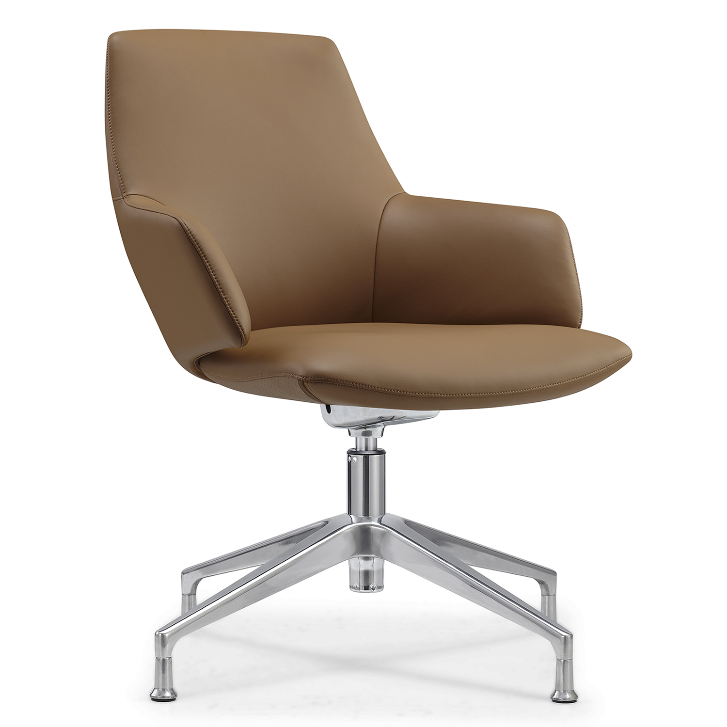 Naomi by goSIT PU Leather Swivel Guest Chair w Aluminum Base, Camel