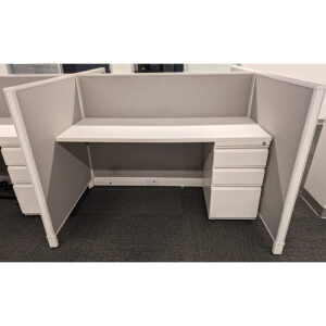 5x3 Haworth UniGroup Used Telemarketing Cubicle, Light Gray