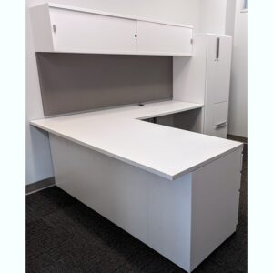Knoll Reff Used Executive L-shaped Desk Set w Right Return, White