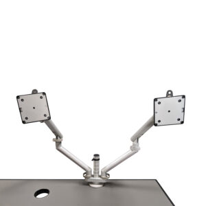 Used Monitor Arm w Dual Mounts, Light Gray
