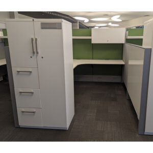 6x8 Haworth Compose Used Cubicle, Green and Gray