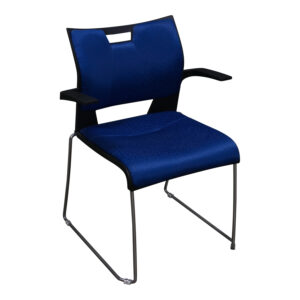 Global Duet Used Stack Chair with Padded Seat, Blue and Black