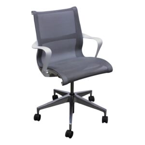 Herman Miller Setu Used Mesh Chair w Aluminum Base, Gray and White