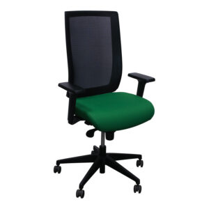 Kimball Lavoro Used Black Mesh High Back Task Chair, Green Seat