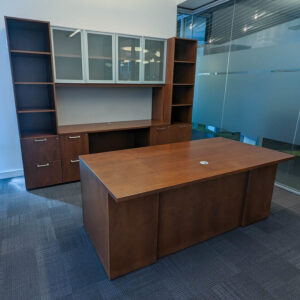 Krug Executive Used Wood Veneer Desk Set, Walnut