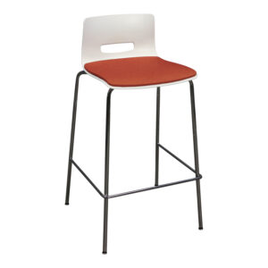 Allermuir Used White Stack Stool, Orange Fabric Seat
